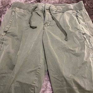 Olive green twill ankle pants